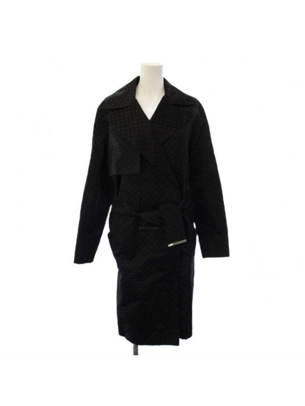 Louis Vuitton Monogram Metallic Trench Coat Long 38 Black